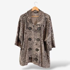 Nic + Zoe Brown Coat Size 2X Animal Print Short Sleeve Button Front Casual